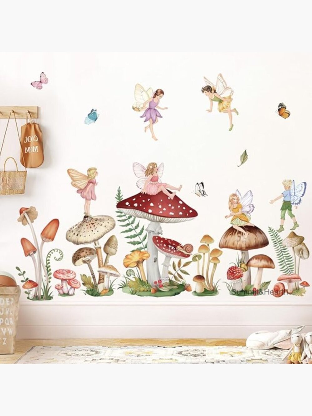 Woodland Mushroom Fairy Butterfly Forest Peel and Stick Wall Decals Nursery